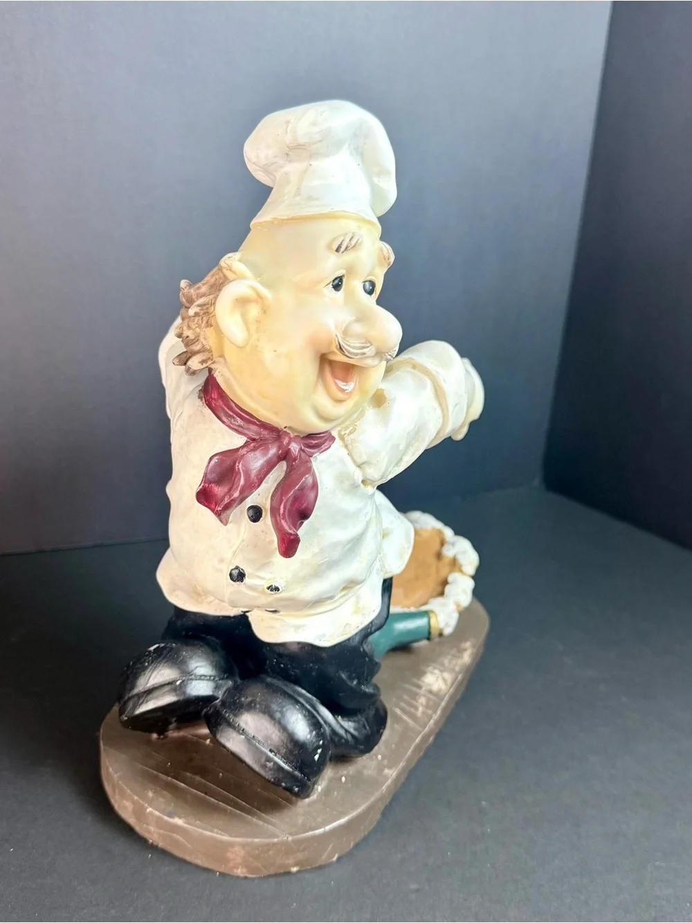 Vintage Happy Italian Chef 10” high Cooking Wine Bottle Holder Resin *READ*